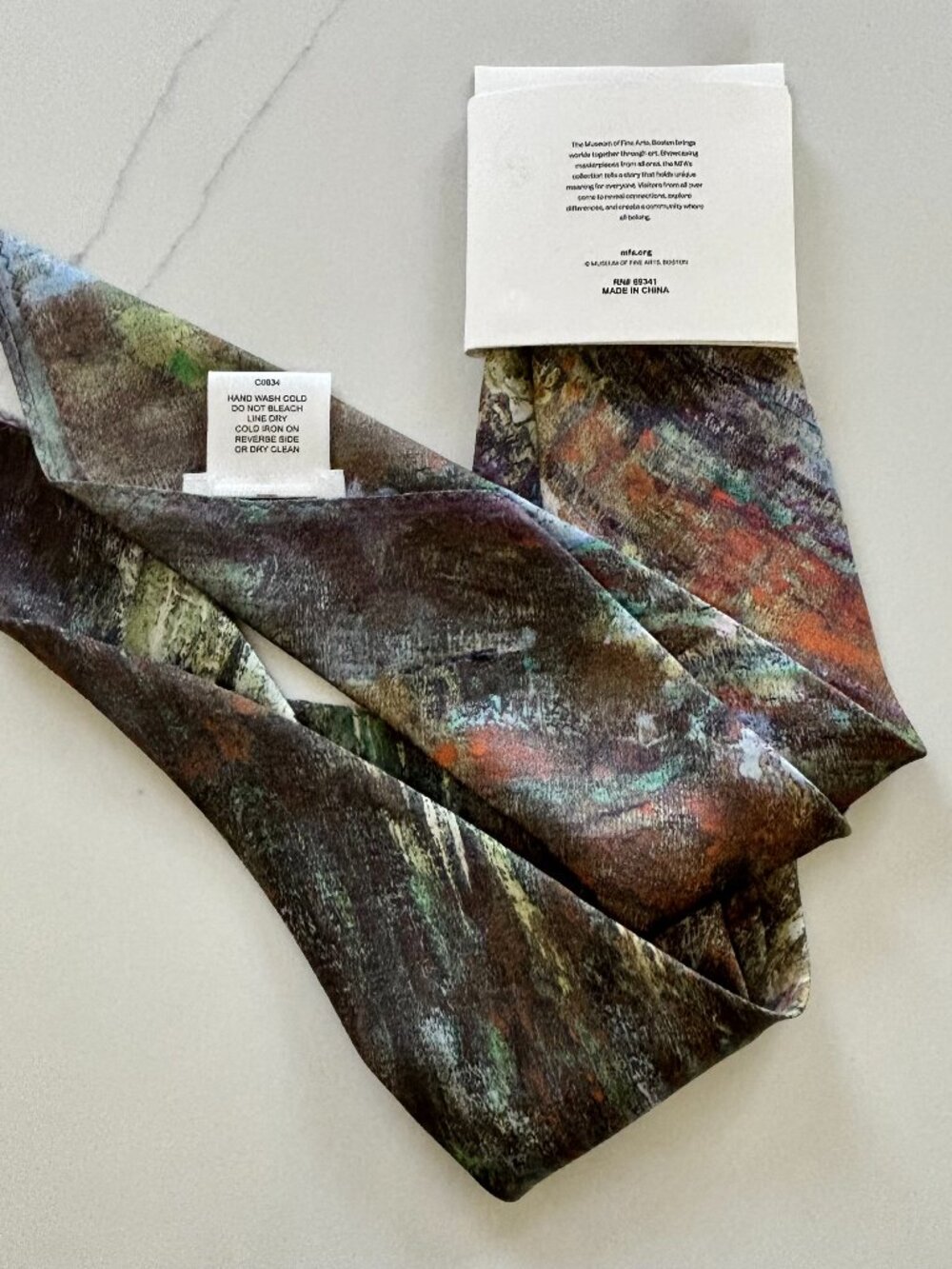 Museum Fine Art Boston Claude Monet Silk Scarf Water Lilies Abstract Pattern NEW - Picture 7 of 13